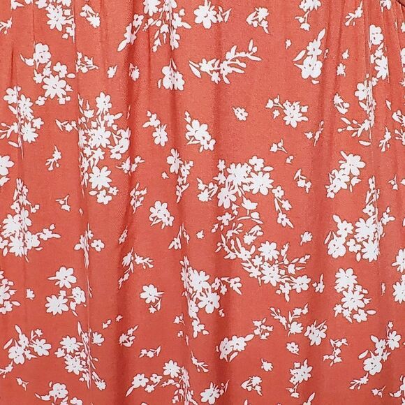 ULTRA Flirt Boho Orange White Floral Tiered Spaghetti Strap Mini Dress Small - Picture 5 of 12